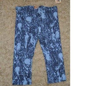 Womens Capris Leggings Mudd Small Blue Paint Splatter Elastic Straight Leg